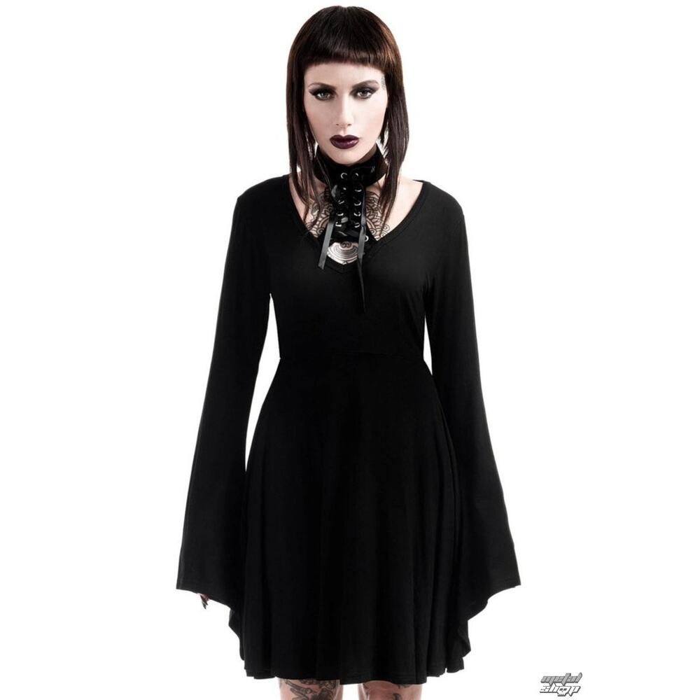 Killstar Black Spyda Lace Me Up Ribbon‎ Emo Punk Gothic Witchy Dress Size Small